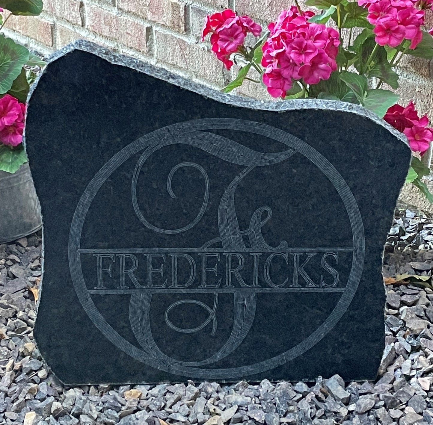 Personalized Circle Monogram Granite Yard Stone
