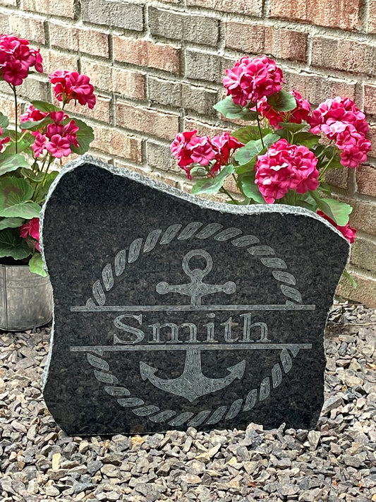 Personalized Anchor Monogram Granite Yard Stone