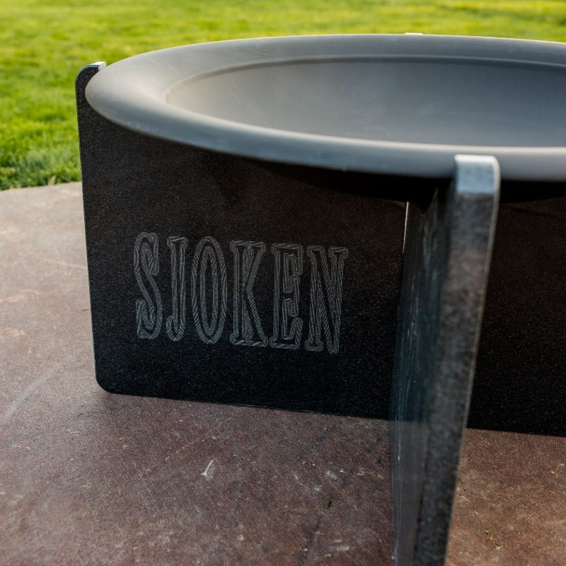 Personalized Engraved Natural Granite Fire Pit in Black