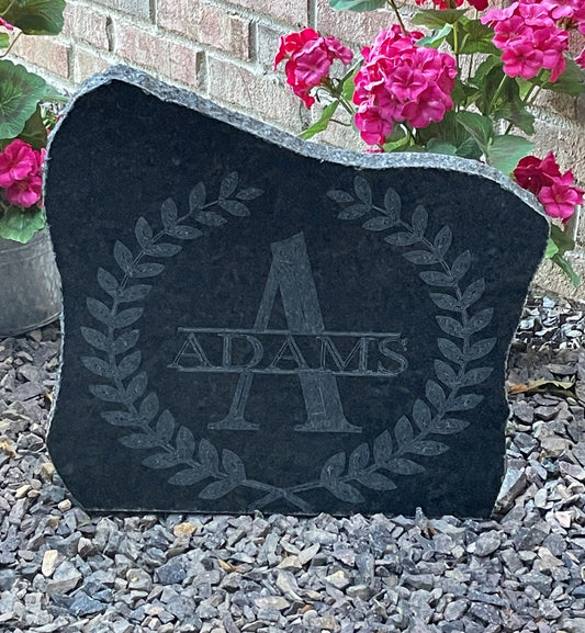Personalized Split Monogram Granite Yard Stone