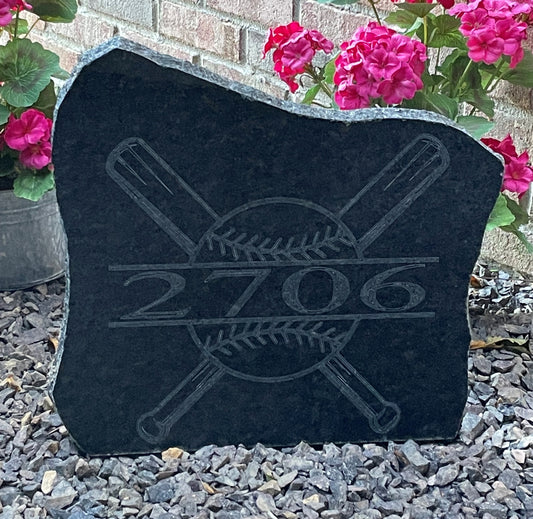 Personalized Engraved Sports Themed Granite Address Stone