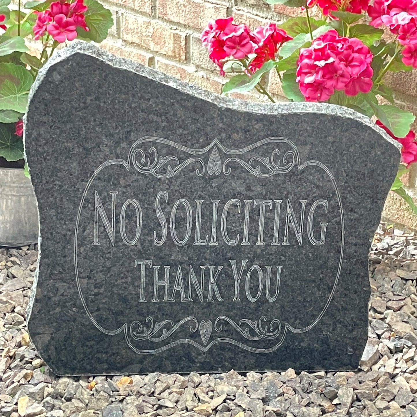 Personalized Engraved No Soliciting Yard Stone